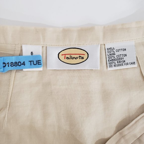 Talbots Midi Skirt Ecru Eyelet Embroidered Lined Cotton 6 EUC - Picture 5 of 9
